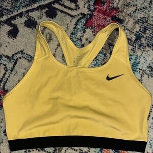 Nike Yellow and Black Sports Bra with Racerback Design